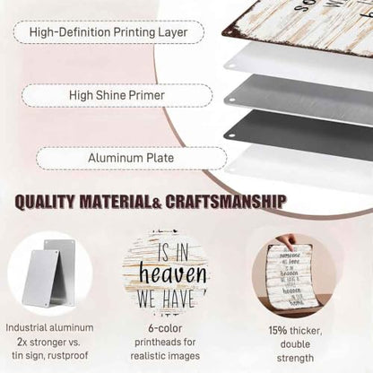 Memorial Heaven Quote Aluminum Metal Sign 8 x 12 Inch
