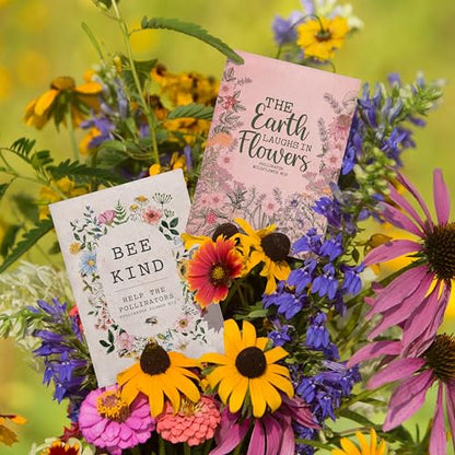 Bentley Seed Co. | Bee Kind Pollinator Flowers | Beautiful Bee Art Kraft Look Seed Packets | Environmental Favors Cards for Guests | Wildflower Mix Seed Packets | Eco-Friendly Hand Out Gift | 25 Pack - style: Bee Kind Floral