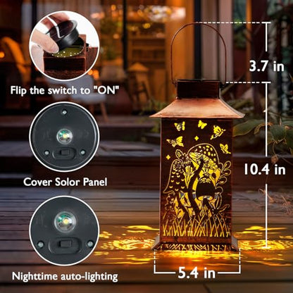 Homemory Gifts for Women, Mushroom Solar Lanterns Outdoor Waterproof | Solar Decoration with Led Glow and Waterproof Metal Design, Ideal for Garden, Yard, Patio, Porch, Birthday Gifts - style: Mushroom Square