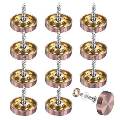M METERXITY 12-Pack Screw Covers Caps, 0.86" Dia Stainless Steel Brushed Mirror Decorative Screws Cap Nails Fasteners for Sign Advertising Hardware/Bathroom Upholstery Head Covers [Rose Gold] - color: Rose Gold, size: 0.86"