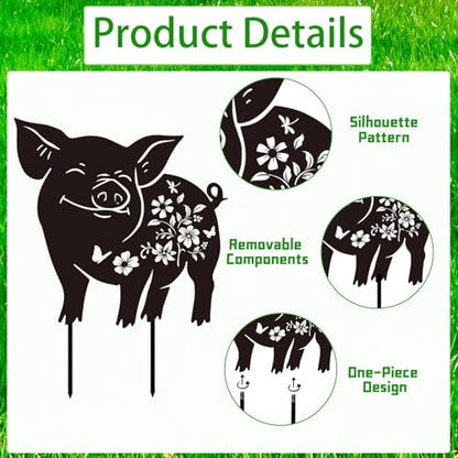Rngmsi Pig Metal Garden Stakes Yard Decor, 2PCS Black Pig Silhouette Statues Garden Decorative Gifts for Yard Art, Patio, Outside, Lawn Ornaments, Outdoor Yard Art - style: Pig