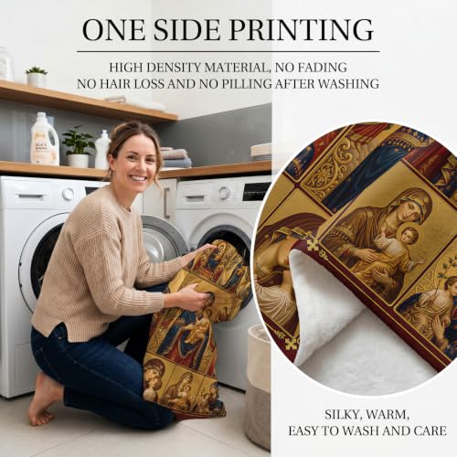 Jekeno Virgin Mary Gifts Blanket Catholic Religious Jesus Throw Blanket | 50x60 Inch Flannel Virgin Mary Blanket Gifts For Christmas Birthday Easter Women Men Kids - color: Virgin Mary, size: 50x60 Inch