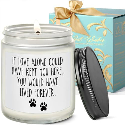 If Love Alone Could Have Kept You Here Candle - Pet Memorial Gifts for Loss of Dog Cat - Sympathy Gift for Pets Loss - Dog Bereavement Memorial Candle - Lavender, Woods, Wild Apple & Eucalyptus 9OZ