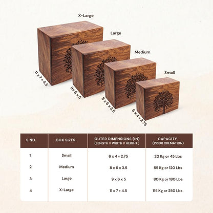 Personalized Rosewood Wooden Cremation Urn for Human or Pet Ashes, Brown, Tree - 01, Small (45 lbs), Funeral Urn - size: Small (45 lbs)