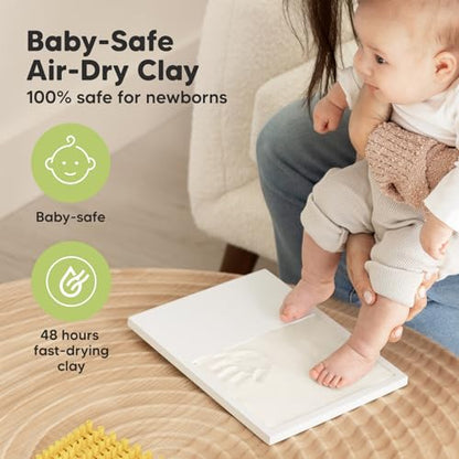 Baby Hand and Footprint Kit,Quick Dry Clay Baby Footprint Kit (Ash Wood) | Pets Paw Kit, Newborn Keepsake Picture Frame for Boys, Girls, Personalized New Mom Gifts for Shower & Registry, Grandparents - color: Ash Wood