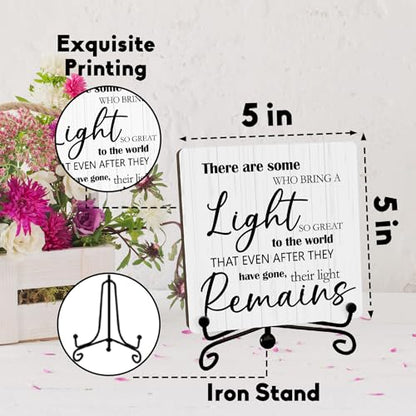 Sympathy Wooden Sign With Stand, There Are Some Who Bring A Light To The World Desktop Decoration, Memorial Gifts For Loved One Mom Dad Grandma Grandpa, Bereavement Sign for Farmhouse Home Office -13 - style: Light