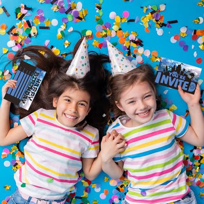Gaming Birthday Invitations for Boys Shooting Party Invites with Envelopes - color: Blue Games