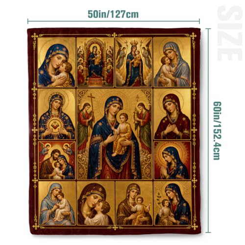 Jekeno Virgin Mary Gifts Blanket Catholic Religious Jesus Throw Blanket | 50x60 Inch Flannel Virgin Mary Blanket Gifts For Christmas Birthday Easter Women Men Kids - color: Virgin Mary, size: 50x60 Inch