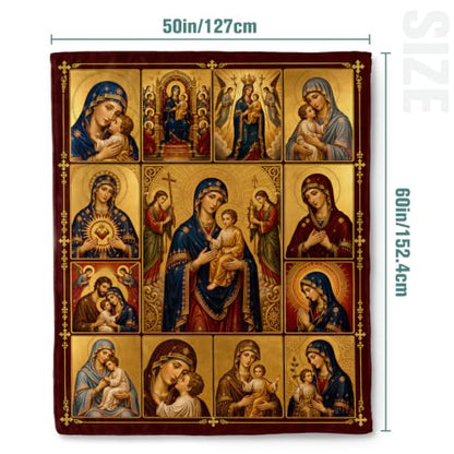 Jekeno Virgin Mary Gifts Blanket Catholic Religious Jesus Throw Blanket | 50x60 Inch Flannel Virgin Mary Blanket Gifts For Christmas Birthday Easter Women Men Kids - color: Virgin Mary, size: 50x60 Inch