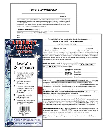 Last Will & Testament Forms Kit for USA - Complete Do-It-Yourself Legal Documentation Set by Permacharts