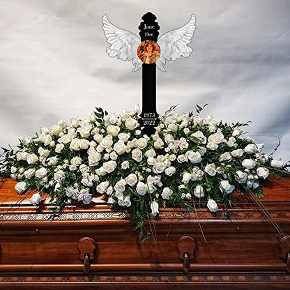Cross With Angel Wings Wall Decor - Baby Funeral Gift - Loss of Father or Mother Sympathy Gifts - Personalized Metal ACM Cross Sign - Angel Wing Memorial Custom - style: Cross 1