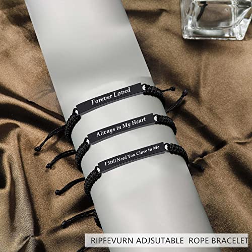 RIPFEVURN 4 Pack Cremation Jewelry Urn Bracelet for Ashes for Women Men Adjustable Memorial Keepsake Bangle Rope Braided Bracelet - color: Black-3pcs
