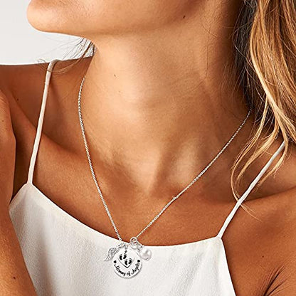 LParkin Miscarriage Gifts For Mothers Memorial Necklace For Mommy of an Angel Sympathy Wing Gift - color: Mommy-angels-Necklace