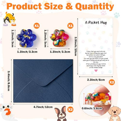 EYxsaxenk Loss of Pet Sympathy Gift Rainbow and Blue Mini Paw Pocket Hug | Loss of dog cat mini keepsake, Memorial card & envelope, Remembrance pet sympathy gift for pet lover, Adult stress relief toy - color: Colorful & Blue