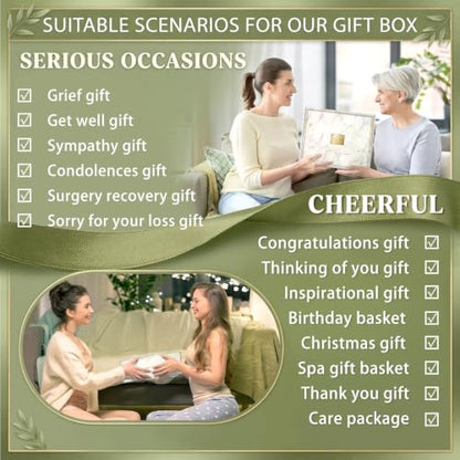 AHAGIFTREE Gift Baskets for Women,11PC Care Package with Moon Lamp,Grief,Get Well Soon After Surgery,Birthday,Think of You,Thank You,Sympathy (green) - color: green