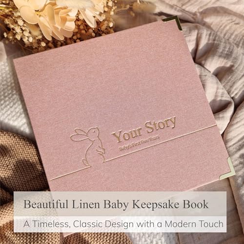 Baby Book Keepsake Boy or Girl Timeless Baby Memory Book First 5 Years for Baby Shower Gender Neutral Baby Scrapbook New Mom Gift Baby Journal from Birth to Age 5 Milestone Book Blush Pink - color: Blush Pink
