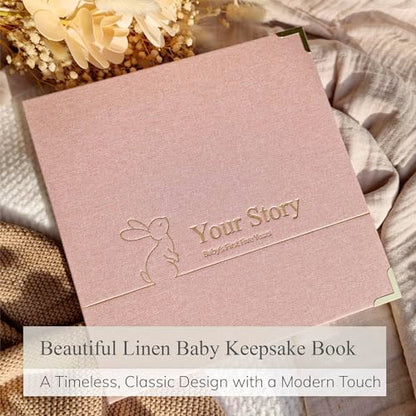 Baby Book Keepsake Boy or Girl Timeless Baby Memory Book First 5 Years for Baby Shower Gender Neutral Baby Scrapbook New Mom Gift Baby Journal from Birth to Age 5 Milestone Book Blush Pink - color: Blush Pink