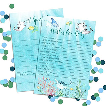 Amanda Creation Underwater Cute Sea Life Baby Wishes Cards 20, 4"x6" - Great Keepsake and Fun Activity for Baby Showers - Wishes for Baby Keepsakes Last Generations - Fill-In, Double-Sided Cards - style: Underwater Cute Sea Life
