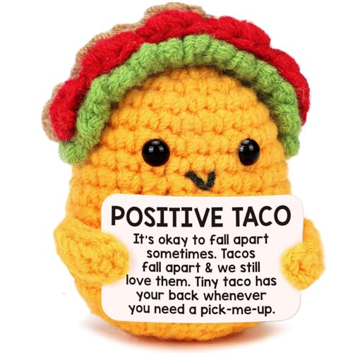 Positive Crochet Taco Christmas Birthday Gifts for Women Men Self Care Card Teacher Back to School Fall Decoration for Home Adult Kids Son Mom Dad Daughter Sister Friend Coworkers Inspirational Gift - style: Pick-me-up