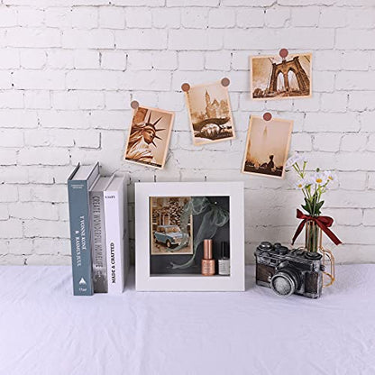 Frametory 8x8 Shadow Box Frame Display Case, 2-inch Depth (White) - color: White, size: 8x8(1 Set)