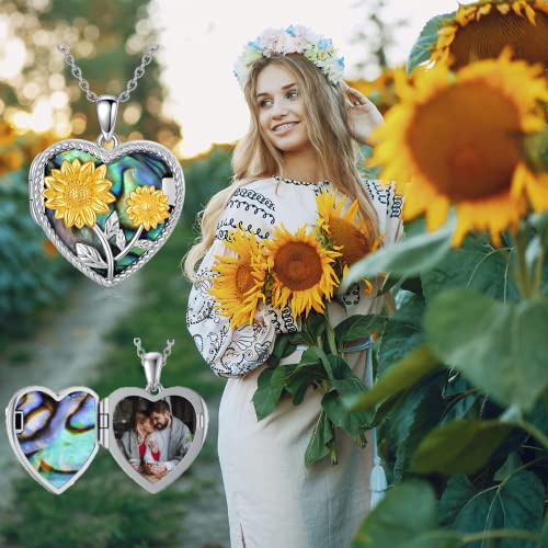 Dorunmo Locket Necklace 925 Sterling Silver Pictures Photo Keep Someone Near to You Custom Lockets Mother's Day Jewelry Personalized Photo Locket Gifts - color: F-Sunflower, style: Locket Only