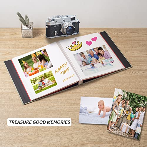 Photo Album Self Adhesive 3x5 4x6 5x7 6x8 8x10 8.5x11 11x10.6 Magnetic Scrapbook Album DIY Length 11x10.6 Inch 40 Pages Linen Cover DIY Photo Album with A Metallic Pen and DIY Accessories(Grass Green) - color: Grass Green, size: 11"x10.8" 40 Pages