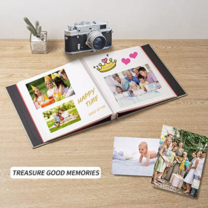 Photo Album Self Adhesive 3x5 4x6 5x7 6x8 8x10 8.5x11 11x10.6 Magnetic Scrapbook Album DIY Length 11x10.6 Inch 40 Pages Linen Cover DIY Photo Album with A Metallic Pen and DIY Accessories(Grass Green) - color: Grass Green, size: 11"x10.8" 40 Pages