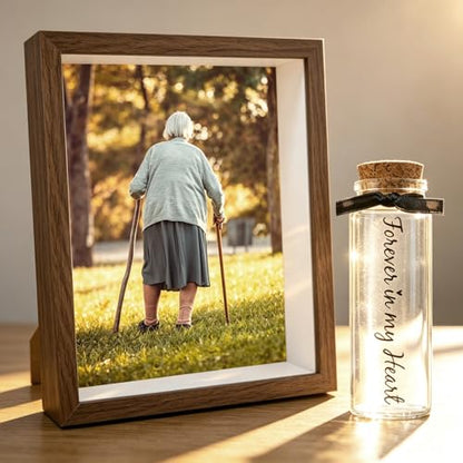 Memorial Gift Picture Frame for Loss of Loved One, Mother, Father, Grandpa, Grandma，Friend,In Loving Memory Keepsake Frame, Bereavement Sympathy Gifts (Brown) - color: Brown