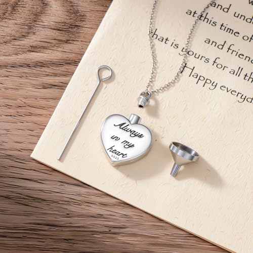 Tree of Life Urn Necklace for Ashes, S925 Sterling Silver Hummingbird/Cross/Love Heart Pendant Cremation Jewelry with Funnel Filler Memorial Keepsake Gifts for Women Men - color: Heart Abalone Shell Urn Necklace