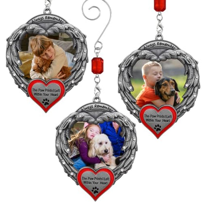 Dog Memorial Ornament Set of 3, Paw Prints Left Within Your Heart Sympathy Gift, Pet Loss Remembrance Hanging Ornaments with Gift Storage Bags, Bereavement Keepsake for Dog Mom, Dog Dad, Family, 4" - size: 3 Pieces - Standard