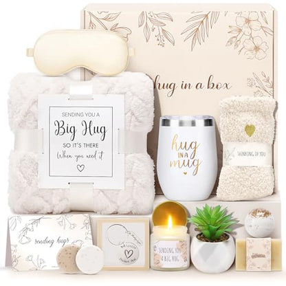 Sympathy Gift Basket for Loss of Loved One Hug in a Box for Women | Mothers Day Condolence Basket Miscarriage Care Package Thinking of You Gift for Women - color: Beige