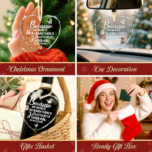 Sympathy Gifts for Loss of Loved One, Memorial Heart Glass Christmas Ornament In Loving Memory of Mom Mother, Bereavement Remembrance Condolence Comfort Gift Keepsake Home Decor - style: Heart-Because