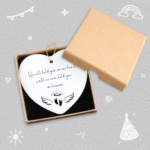 Baby Loss Gifts We Will Hold You in Our Hearts Hanging Ornament Angel Baby Memorial Gift Miscarriage Gifts for Mothers Loss of Baby Sympathy Gift Hialektur Christmas Ceramic Heart Keepsake - color: Baby Loss Gifts