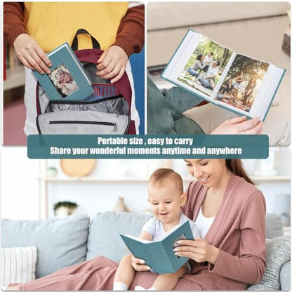Photo Album 4x6 100 Pockets, Linen Cover Top Loader Vertical, Slip-in Picture Sky Blue Pockets Albums for Wedding, Family, Anniversary, Baby, Vacation - color: Sky Blue, size: 100 Pockets