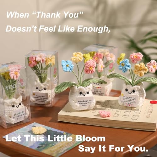 Forget-Me-Not Crochet Flower Potted Plant Gift - color: E-never Forget the Difference You Make