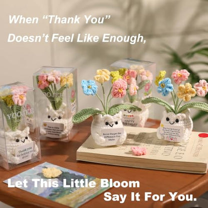 Forget-Me-Not Crochet Flower Potted Plant Gift - color: E-never Forget the Difference You Make