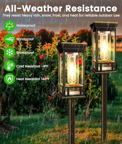 12 Pack Solar Pathway Lights Outdoor Waterproof, Bright Solar Garden Lights - color: Warm White, size: 12 Pack