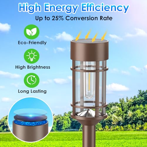 Mancra 8 Pack Solar Outdoor Lights, Bright Up to 12 Hrs Solar Lights for Outside, Waterproof Solar Garden Lights for Patio, Yard and Landscape, Brown - color: Brown