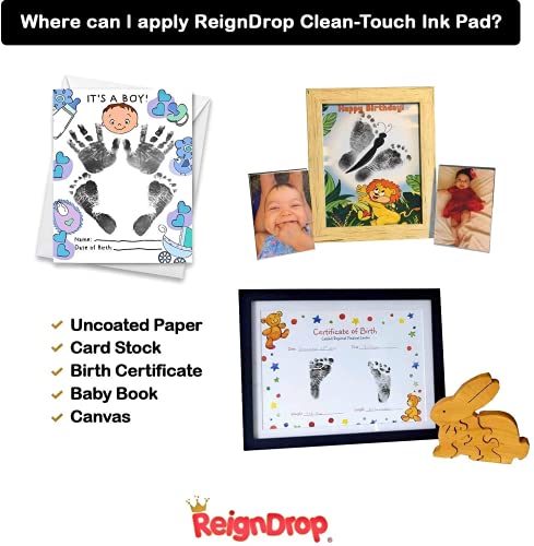 Inkless Large Clean Touch Ink Pad Kit for Baby Footprint, Handprint & Pet Paw Print - No Ink Mess, Clear Print, Smudge Resistant, Long Lasting, Baby Safe, Includes 2 Cardstock(Clean-Touch - Red) - color: Clean-Touch - Red
