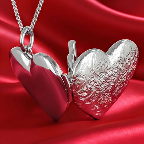 LIFETIME JEWELRY Antique Heart Locket Necklace for Women & Girls That Holds Pictures – 10X Thicker Real 24K Gold Plated Charm – Made in USA with Lifetime Replacement - style: Big White Gold Locket NO Chain