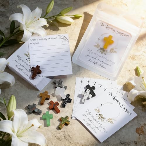 36 Sets Pocket Hug Token Gift Bulk Hug Cards with Heart Shape Natural Stones, Sympathy Cards for Funeral Favors, Funeral Thank you cards, Bereavement thank you cards, celebration of life ideas