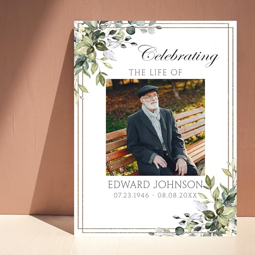 Custom Funeral Welcome Sign with Photo, Memorial Yard Sign, Celebration of Life Welcome Board, Personalized Remembrance Sign for Funeral Service - CCTC13 - color: Background #13