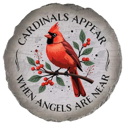 Magnolia Garden 10-Inch Cardinals Appear When Angels are Near Decorative Stepping Stone – Red Bird Memorial Resin Garden Tile – Sympathy & Bereavement Outdoor Accent - size: 10 x 10 x 0.63, style: Cardinals Appear