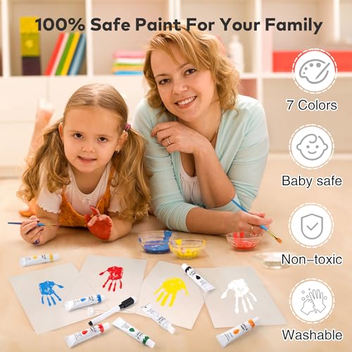 Family Handprint Kit for 5, Hand Print Keepsake Frame DIY Craft Gift - color: Walnut, size: 5 Pages Acrylic Boards
