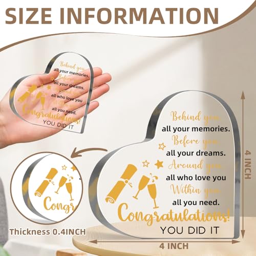 Graduation Keepsake Plaque, Inspirational Graduation Gifts for Women Men, Congrats Acrylic for High School College Graduate Son Daughter Friend, Home School Desk Shelf Decorations - style: Graduation 01