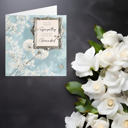 Stuff4 Sympathy Cards, Deepest Sympathy Sad Loss Of Your Grandpa Card | Sorry Mourning Bereavement Cards for Adults, 5.7 x 5.7 Inch Condolences Thinking of You Card - color: Grandad