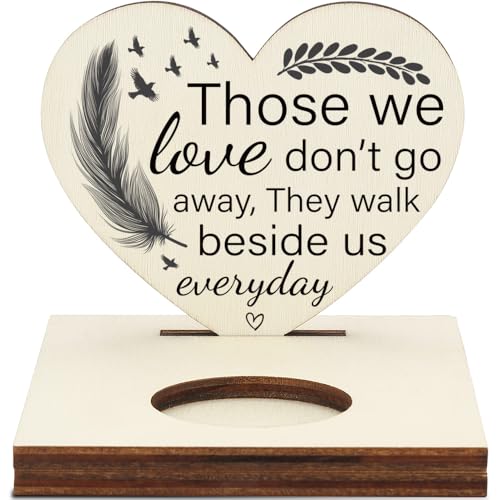Memorial Tealight Candle Holder with “Those We Love Don’t Go Away” Verse, Heart-Shaped Remembrance Plaque, Sympathy Bereavement Gift, LMM6 - color: Those We Love Don’t Go Away