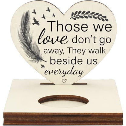 Memorial Tealight Candle Holder with “Those We Love Don’t Go Away” Verse, Heart-Shaped Remembrance Plaque, Sympathy Bereavement Gift, LMM6 - color: Those We Love Don’t Go Away