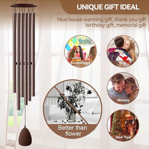 Wind Chimes for Outside, 46" Bronzed Wind Chimes Gifts for Women Christmas Birthday Retirement Thank You and Any Occasion, Memorial Sympathy Gift for Loss Loved One - size: Bronze-46 Inch-6 Tubes