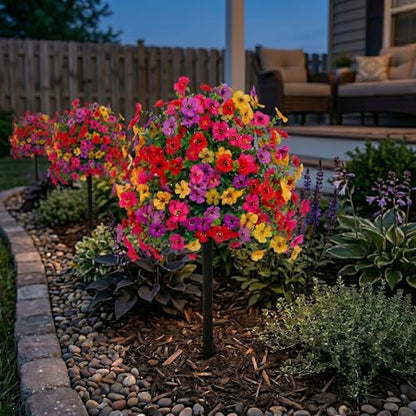 22" Large Artificial Flowers for Outdoor,184 Blossoms Fake Petunias - color: Mixed Wildflower